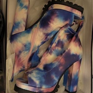 Pink tie dye boots